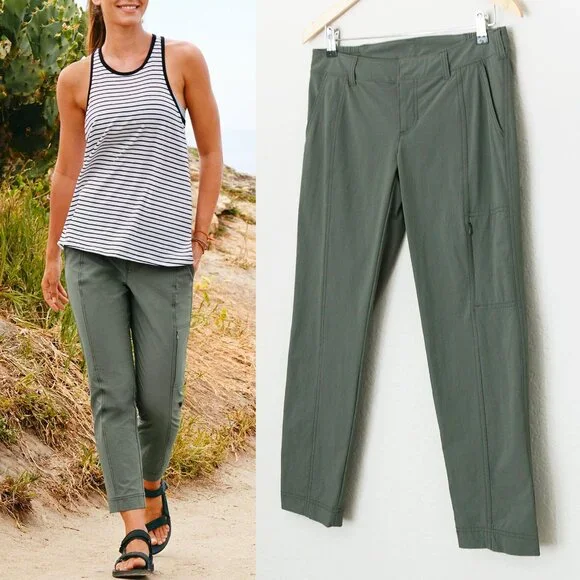 Athleta Palisade Ankle Pant Jasper Olive Green Size 6 Athleisure Casual Outdoor - Picture 3 of 15